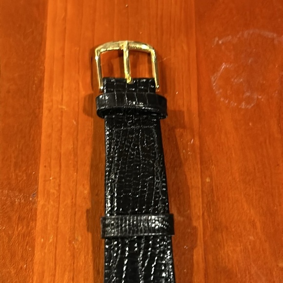 Tea Time Pop Art Tea Pot Watch Genuine Black Leather Strap Watch Gold Accents - Picture 7 of 12